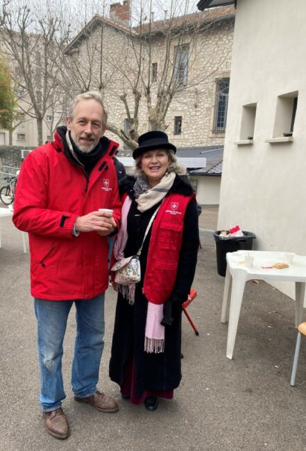 1 janvier 2022 Montpellier (34), distribution des petits-déjeuners à l’Ordre de Malte auprès de Thibaut.